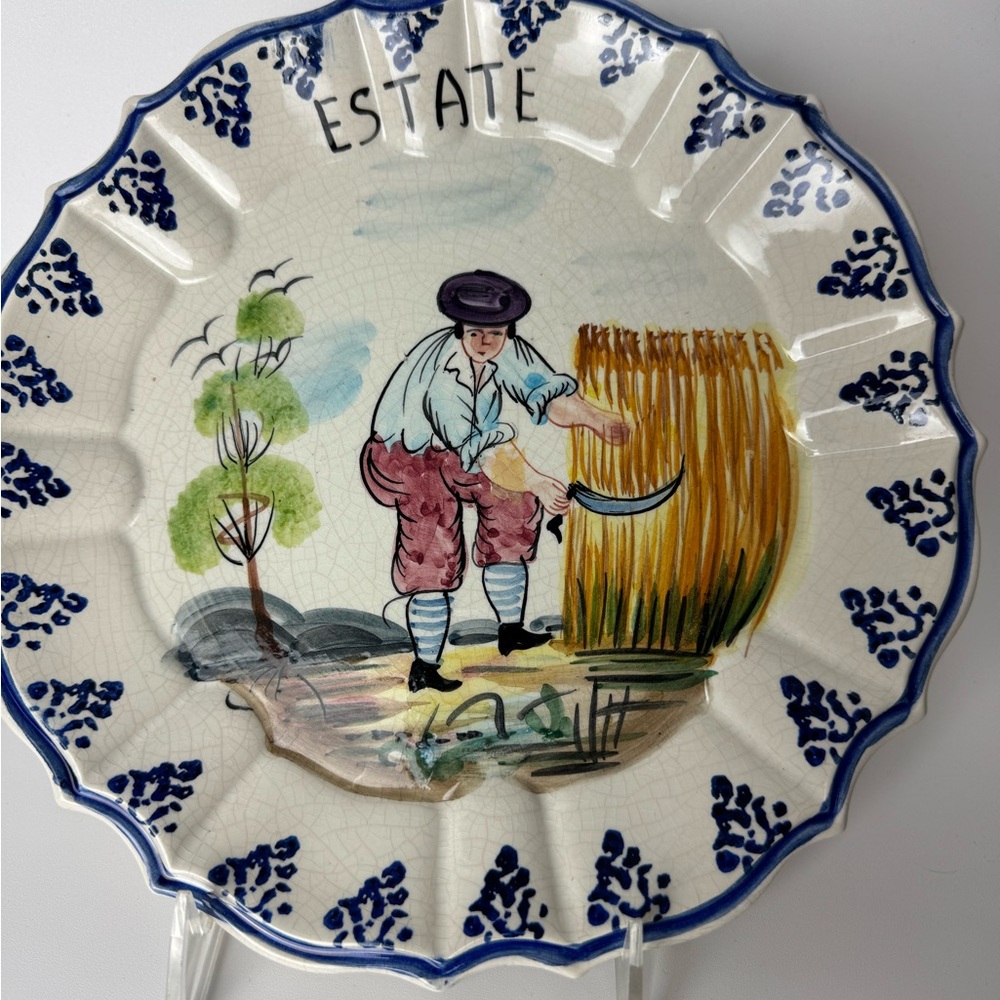 Bassano Hand Painted Decorative Hanging Plate Made in Italy Harvest Season MCM